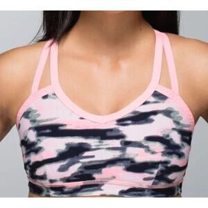 Lululemon Water Bound Sports Bra in Wamo Camo Barely Pink Bleached Coral Sz 8